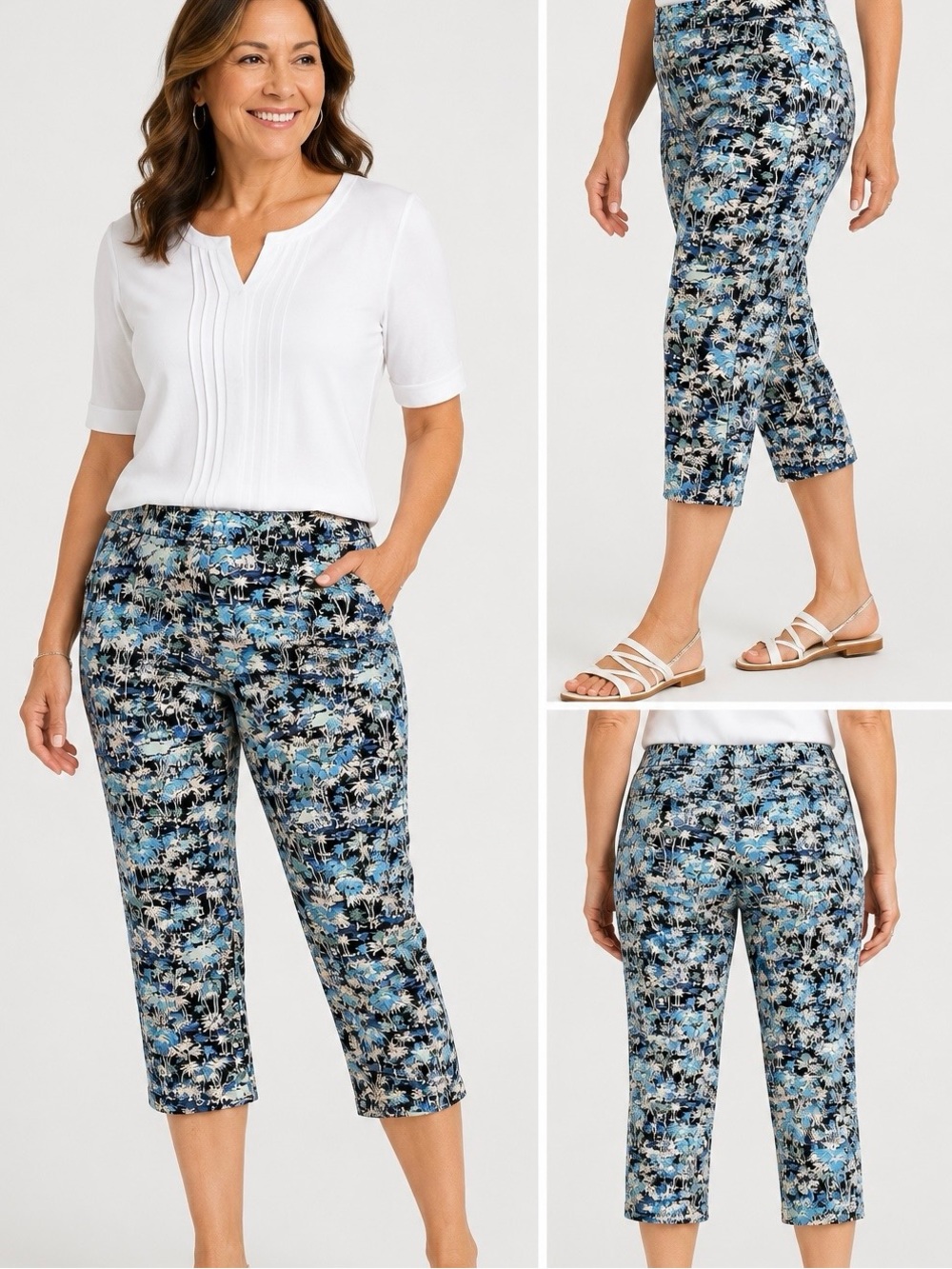 Christopher & Banks Signature Slimming Tropical Print Cropped Pants Size 12